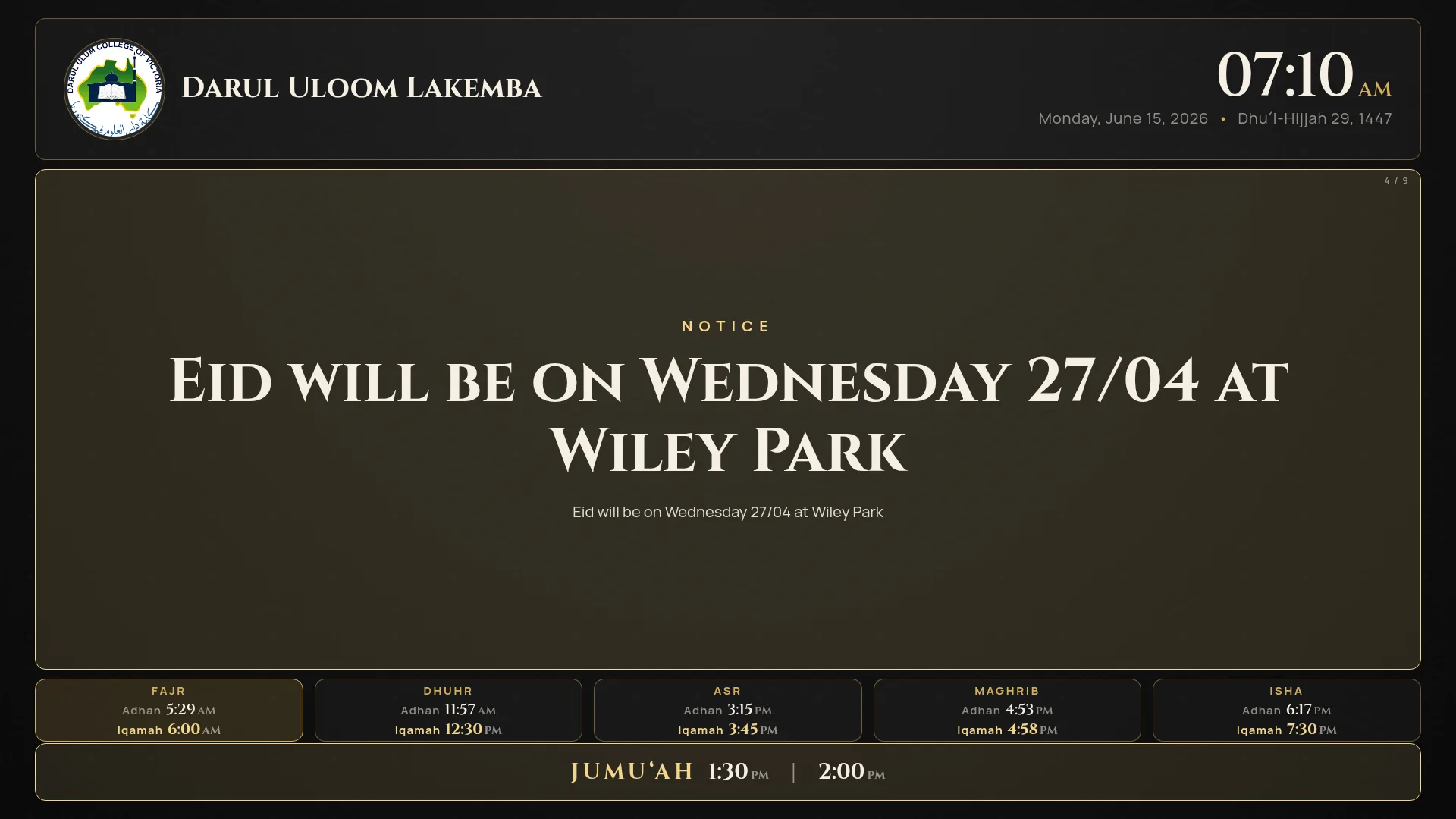 Notices and announcements